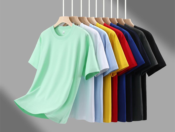 双珠地棉落肩圆领